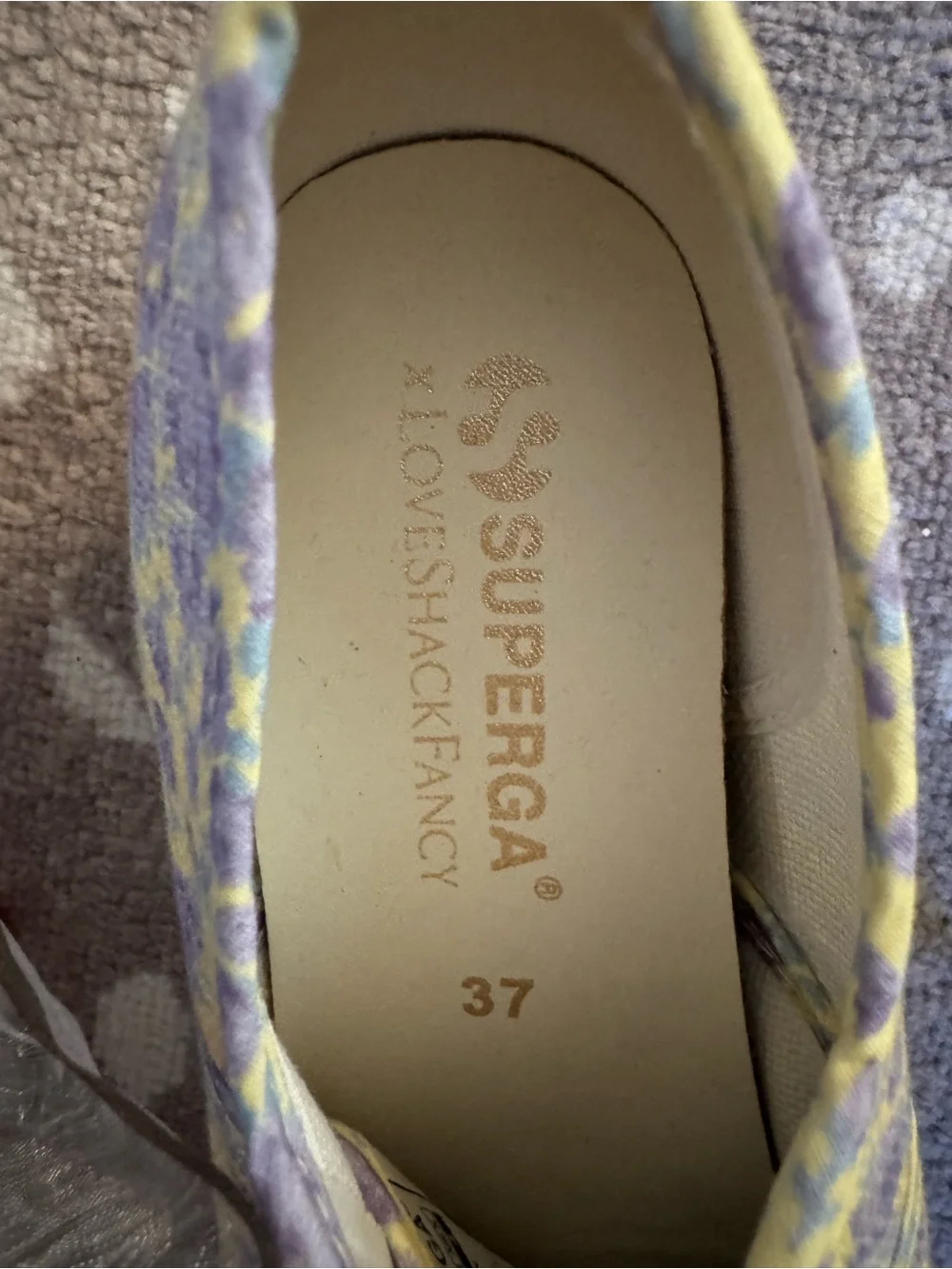 LoveShackFancy Pastel Yellow & Lavender Platform Sneaker with Sheer Ribbon